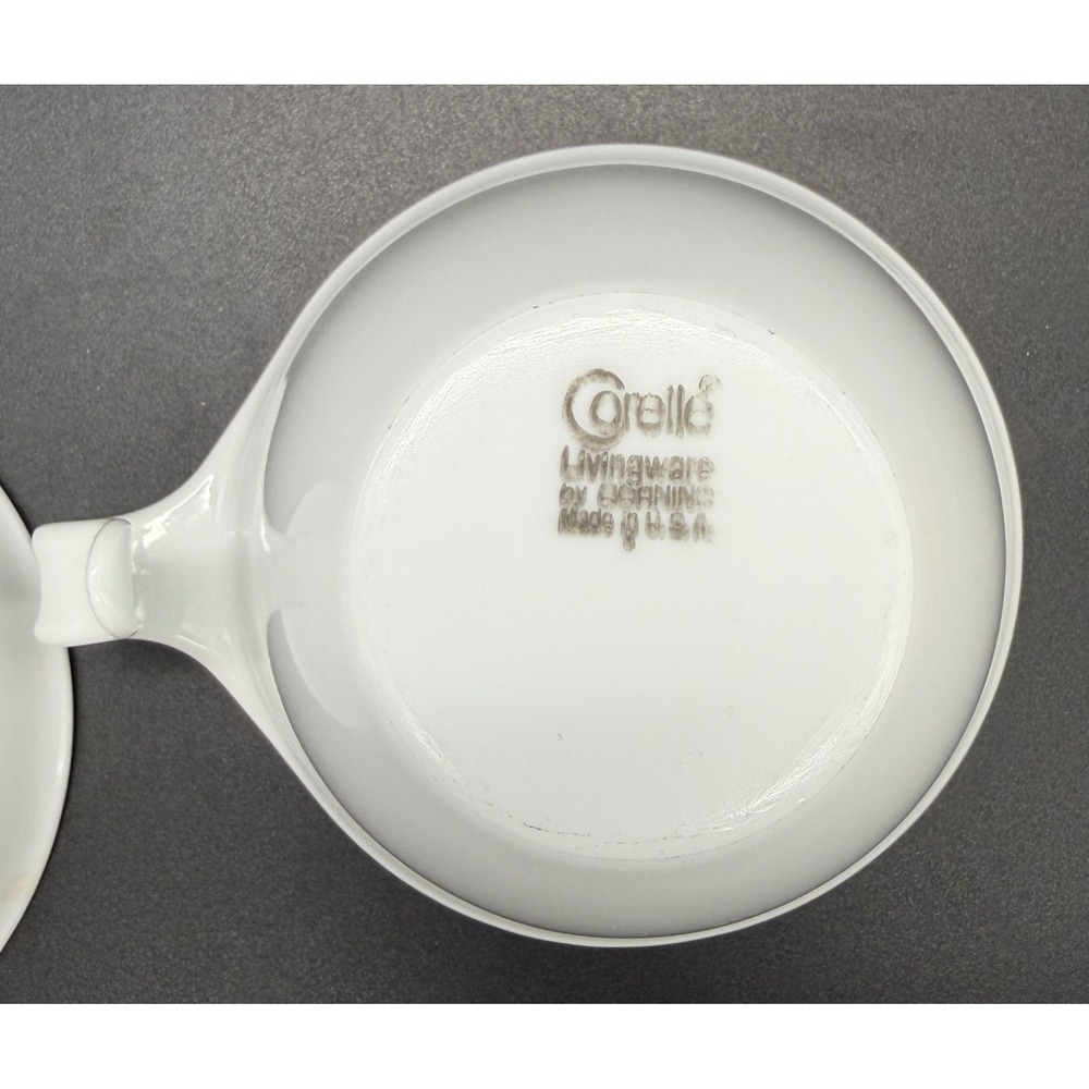 Corelle Livingware Corning White Hook Handle Stackable Teacups Set of 4 USA - Picture 3 of 6